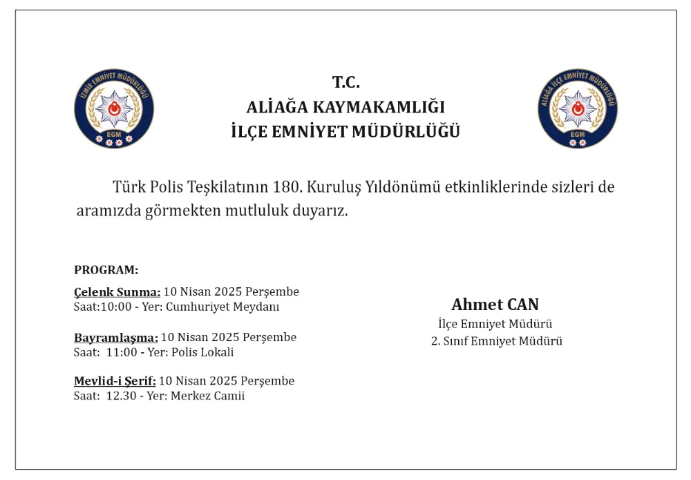 Polis Teşkilatı 180 Yaşında: Kutlamalara Davet